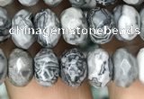 CRB4122 15.5 inches 5*8mm faceted rondelle grey picture jasper beads