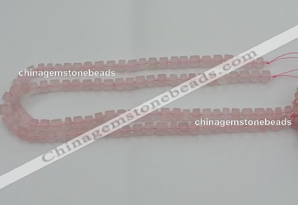 CRB450 15.5 inche 5*8mm tyre matte rose quartz gemstone beads