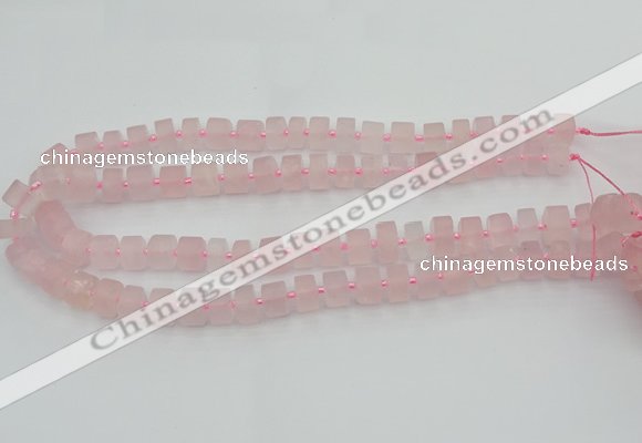 CRB452 15.5 inche 7*11mm tyre matte rose quartz gemstone beads