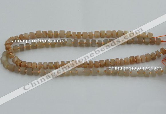 CRB462 15.5 inche 5*8mm tyre matte moonstone gemstone beads