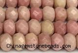 CRB5807 15 inches 4*6mm, 5*8mm faceted rondelle pink wooden jasper beads