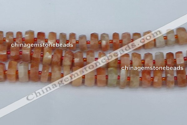CRB822 15.5 inches 8*18mm faceted rondelle orange moonstone beads