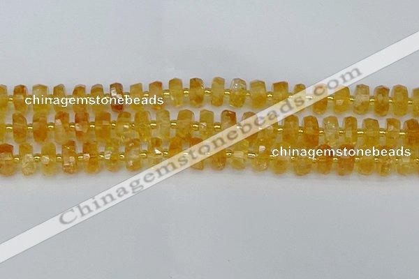 CRB843 15.5 inches 7*12mm faceted rondelle citrine beads
