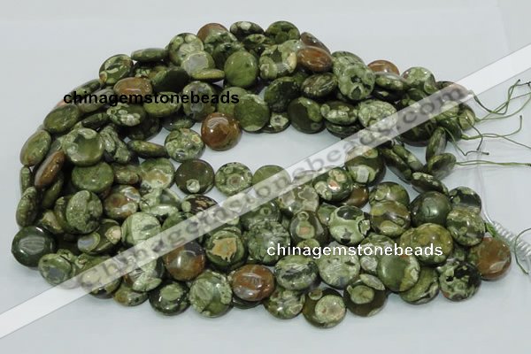 CRH36 15.5 inches 12mm flat round rhyolite beads wholesale