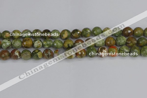 CRH530 15.5 inches 12mm faceted round rhyolite beads wholesale