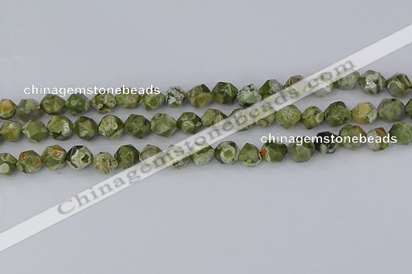 CRH536 15.5 inches 8mm faceted nuggets rhyolite gemstone beads