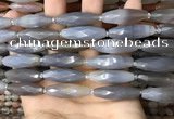 CRI125 15.5 inches 10*30mm faceted rice grey agate gemstone beads
