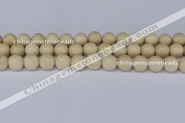 CRJ605 15.5 inches 14mm round white fossil jasper beads wholesale