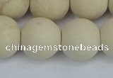 CRJ615 15.5 inches 14mm round matte white fossil jasper beads