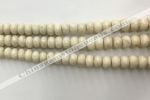 CRJ633 15.5 inches 5*8mm rondelle white fossil jasper beads wholeasle