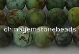 CRO1054 15.5 inches 12mm round matte African turquoise beads