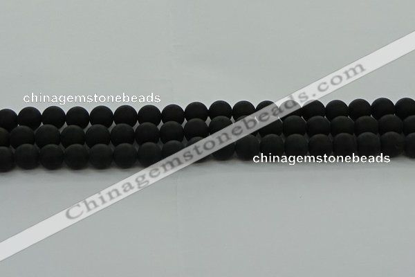 CRO1132 15.5 inches 8mm round matte black agate gemstone beads