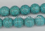 CRO395 15.5 inches 14mm round synthetic turquoise beads wholesale