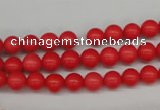 CRO44 15.5 inches 6mm round synthetic coral beads wholesale