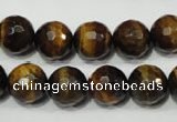 CRO784 15.5 inches 12mm faceted round yellow tiger eye beads wholesale
