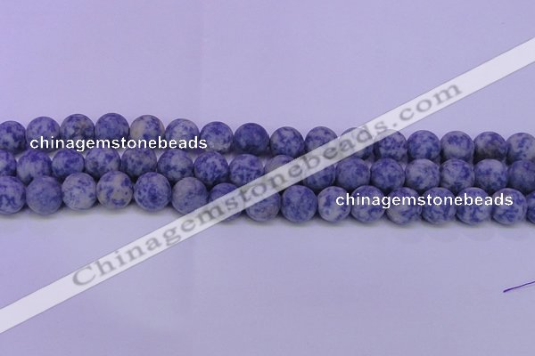 CRO850 15.5 inches 4mm round matte blue spot beads