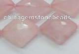 CRQ107 15.5 inches 20*20mm faceted diamond natural rose quartz beads