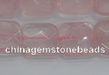 CRQ156 15.5 inches 15mm faceted square natural rose quartz beads
