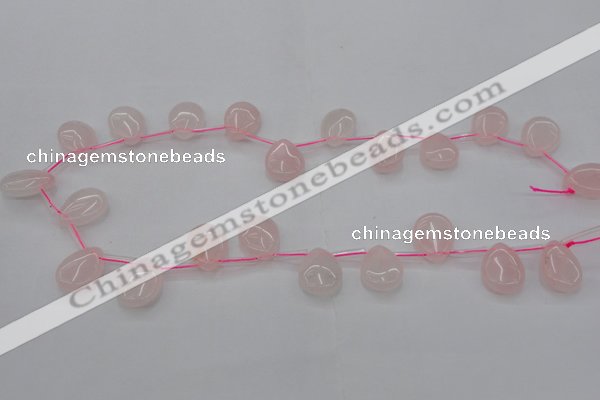CRQ718 Top drilled 13*18mm flat teardrop rose quartz beads