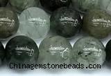 CRU1043 15 inches 10mm round green rutilated quartz beads
