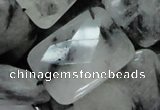 CRU11 15.5 inches 20*30mm faceted rectangle black rutilated quartz beads