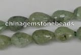 CRU173 15.5 inches 10*14mm faceted teardrop green rutilated quartz beads
