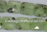 CRU213 15 inches 16*16mm faceted square green rutilated quartz beads