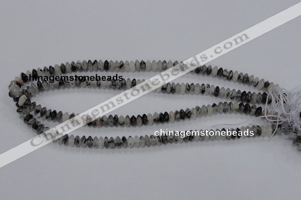 CRU65 15.5 inches 4*8mm rondelle black rutilated quartz beads