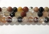 CRU916 15.5 inches 14mm faceted round mixed rutilated quartz beads