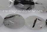 CRU92 15.5 inches 18*25mm faceted oval black rutilated quartz beads
