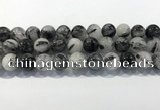 CRU933 15.5 inches 16mm round black rutilated quartz beads wholesale