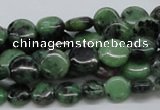 CRZ10 15.5 inches 10mm flat round ruby zoisite gemstone beads