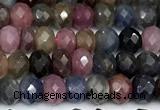 CRZ1176 15 inches 4*6mm faceted rondelle ruby sapphire beads