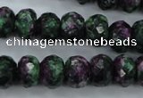 CRZ913 15.5 inches 10*14mm faceted rondelle Chinese ruby zoisite beads