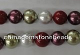 CSB1075 15.5 inches 10mm round mixed color shell pearl beads