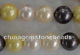 CSB1101 15.5 inches 12mm round mixed color shell pearl beads