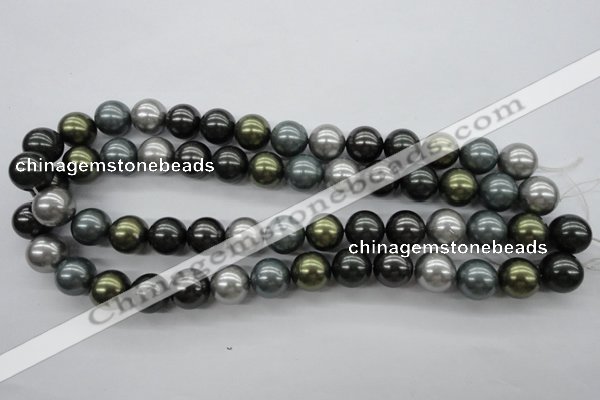 CSB1126 15.5 inches 14mm round mixed color shell pearl beads