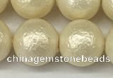 CSB2215 15.5 inches 14mm round wrinkled shell pearl beads wholesale