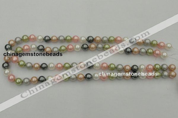 CSB310 15.5 inches 8mm round mixed color shell pearl beads