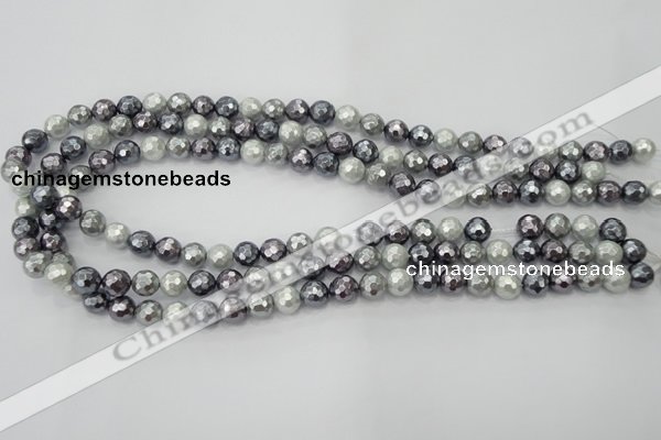 CSB460 15.5 inches 8mm faceted round mixed color shell pearl beads
