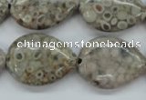 CSF03 15.5 inches 18*25mm flat teardrop shell fossil jasper beads