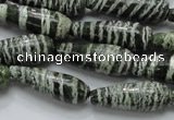 CSJ22 15.5 inches 10*30mm teardrop green silver line jasper beads