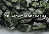 CSJ78 15.5 inches 12*16mm faceted oval green silver line jasper beads