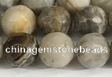 CSL159 15.5 inches 10mm faceted 

round sliver leaf jasper beads