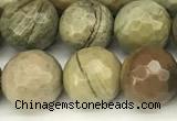 CSL172 15 inches 8mm faceted round silver leaf jasper gemstone beads