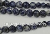 CSO310 15.5 inches 6mm – 14mm faceted round blue spot stone beads