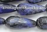 CSO39 15.5 inches 10*30mm faceted teardrop sodalite gemstone beads