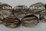 CSQ266 15.5 inches 13*18mm faceted nuggets smoky quartz beads