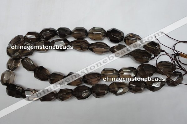 CSQ267 15.5 inches 15*20mm faceted nuggets smoky quartz beads