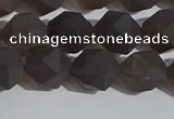 CSQ533 15.5 inches 10mm faceted nuggets matte smoky quartz beads